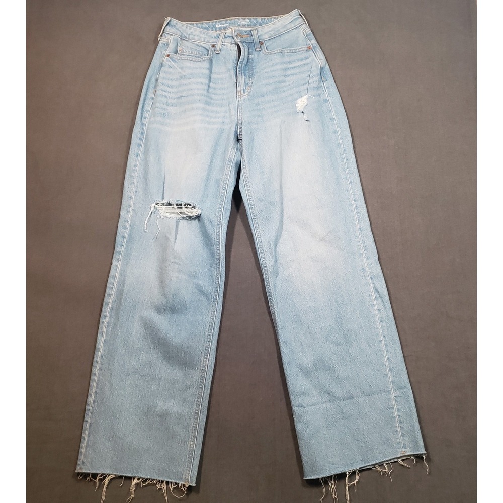 Old Navy Sky-Hi Wide Leg Jeans Womens 8 Light Wash Curvy Extra High-Rise